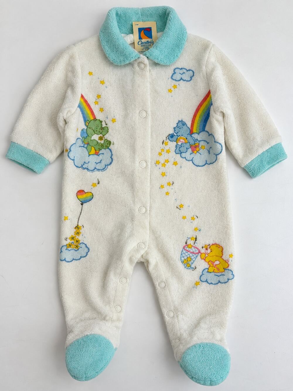 Vintage Carters Care Bears Terry Cloth Baby Sleeper Footed Pajamas USA Large 80s